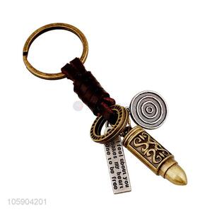 Bottom price personalized alloy pendant retro lipstick leather key chain