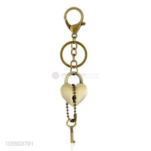 Superior factory heart key alloy pendant key chain key ring