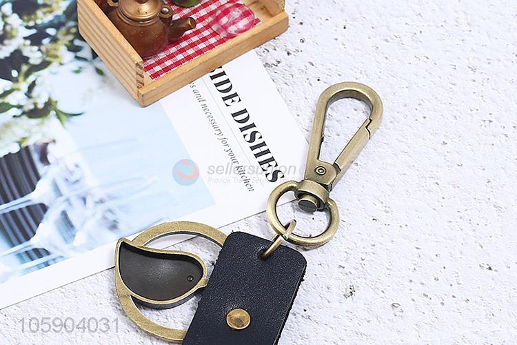 Promotional cheap bird alloy pendant key chain leather key ring