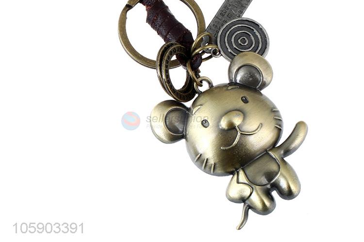 Superior quality mouse alloy pendant key chain leather key ring