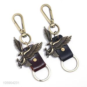 Professional suppliers eagle alloy pendant key chain leather key ring