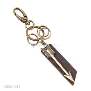 Factory sales weave leather key chain with retro arrow charms