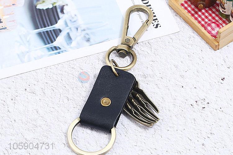 Professional suppliers retro alloy hand bone pendant leather key chain