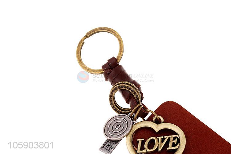 Cheap new personalized alloy pendant retro wing leather key chain