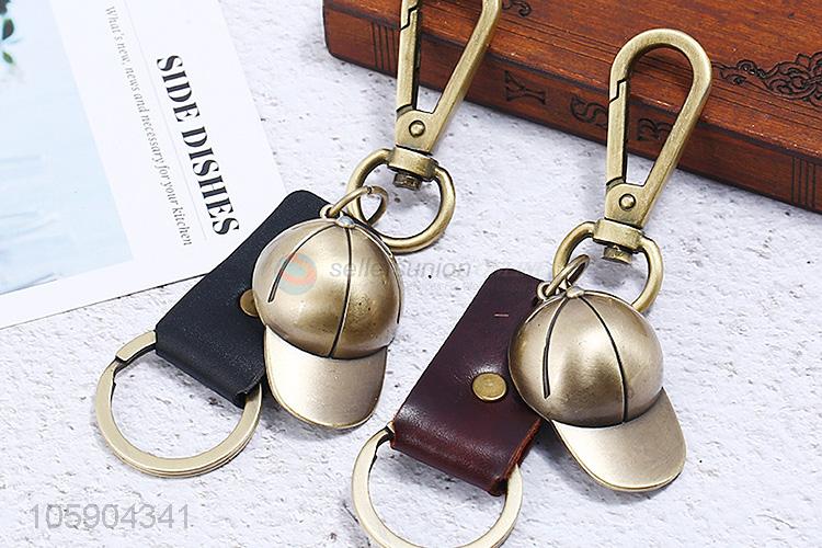 New arrival leather key chain with retro baseball charms