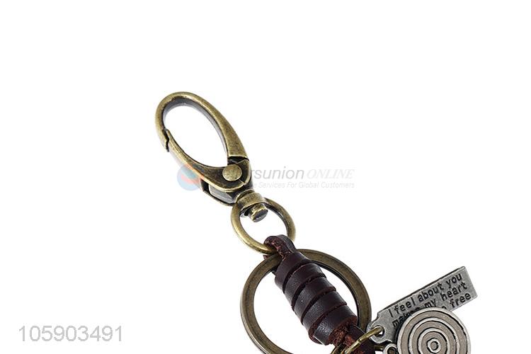 OEM factory retro alloy monkey pendant weaving leather key chain