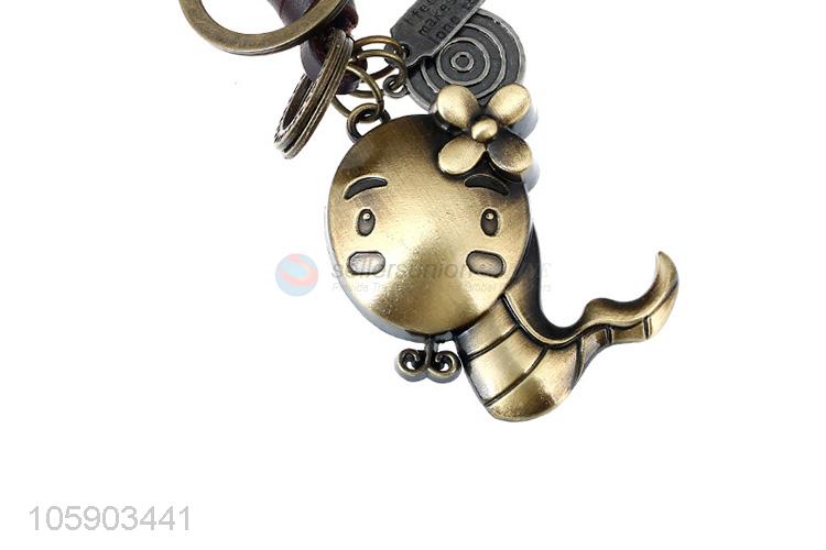 Hot products personalized alloy pendant retro snake leather key chain