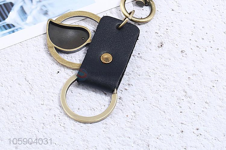 Promotional cheap bird alloy pendant key chain leather key ring