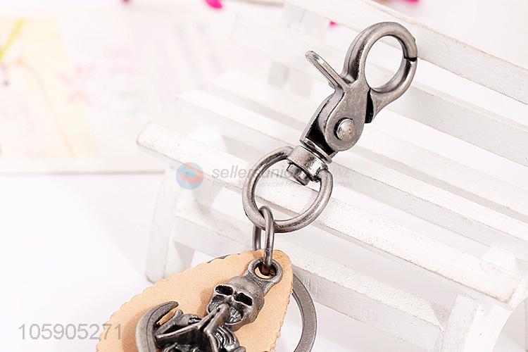 Best sale skull alloy pendant key chain leather key ring