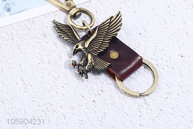 Professional suppliers eagle alloy pendant key chain leather key ring