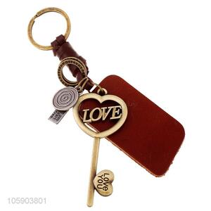 Cheap new personalized alloy pendant retro wing leather key chain