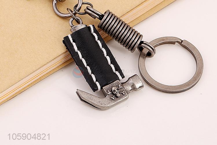 China factory custom leather key chain with retro hammer charms