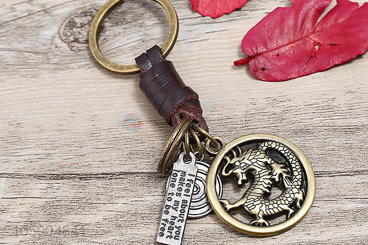 New arrival personalized alloy pendant retro dragon leather key chain