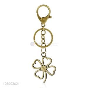 High sales key chain with retro four-leaf clover charms