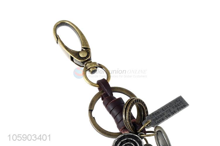 China maker personalized alloy pendant retro rabbit leather key chain