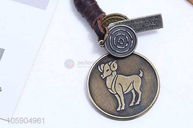 Premium quality personalized retro capricorn pendant leather key chain