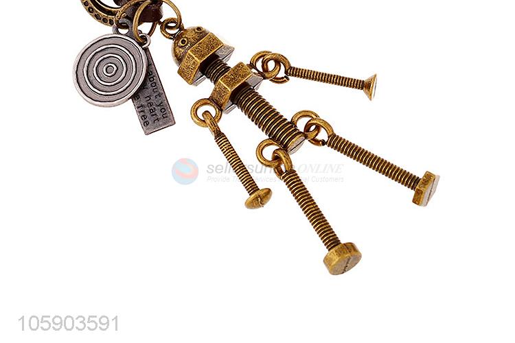 Best selling robot alloy pendant key chain leather key ring