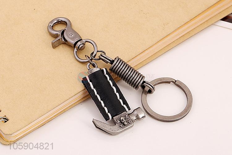 China factory custom leather key chain with retro hammer charms