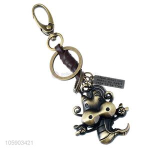 Good sale weave leather key chain with retro dragon charms