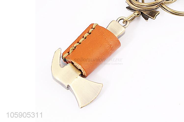 New style custom ax alloy pendant key chain leather key ring