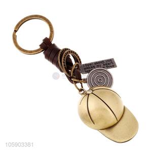 China manufacturer weave leather key chain with retro baseball charms