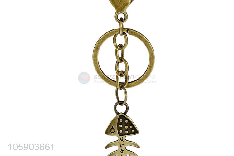 Competitive price key chain with retro fishbone charms