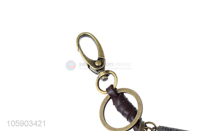 Good sale weave leather key chain with retro dragon charms