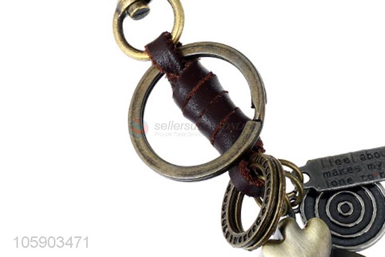 China suppliers chick alloy pendant key chain leather key ring