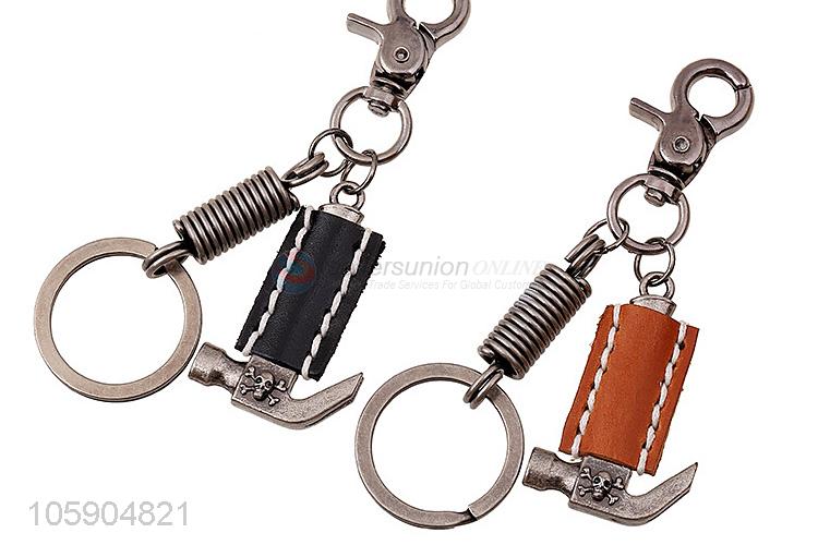 China factory custom leather key chain with retro hammer charms