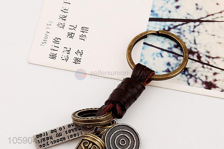 Bottom price personalized alloy pendant retro lipstick leather key chain