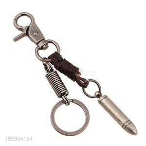 ODM factory bullet alloy pendant key chain leather key ring