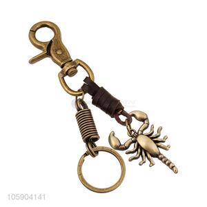 Promotional custom weave leather key chain with retro scorpion charms