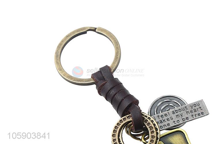 New arrival personalized alloy pendant retro shield leather key chain