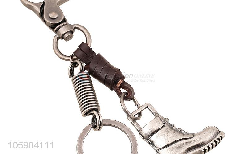 Professional supply boot alloy pendant key chain leather key ring