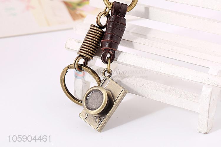 Premium quality weave leather key chain with retro camera charms