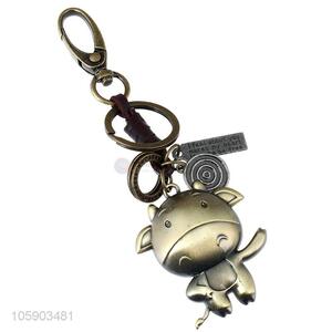 Excellent quality personalized alloy pendant retro cow shape key chain