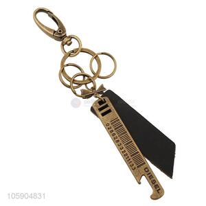 Recent design vintage alloy pendant key chain leather key ring