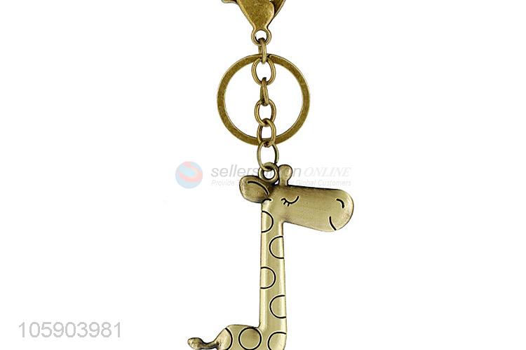 Excellent quality key chain with retro giraffe charms