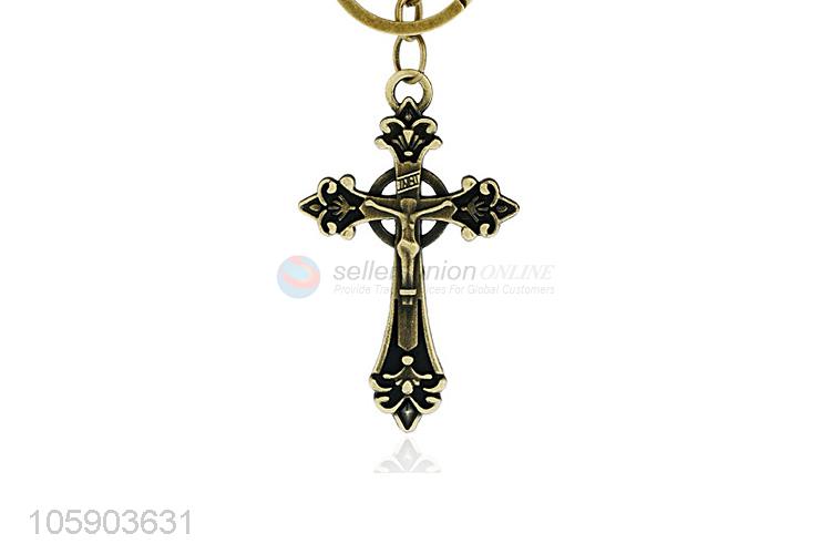 Wholesale custom cross alloy pendant key chain key ring