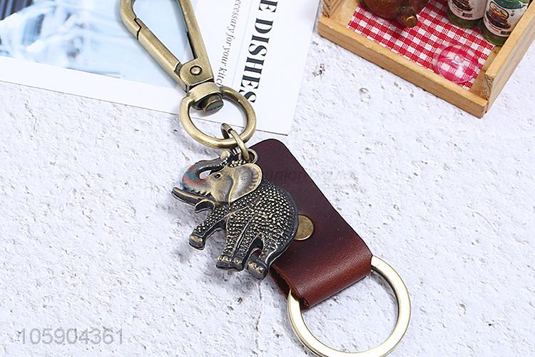 Wholesale new personalized alloy pendant retro elephant leather key chain