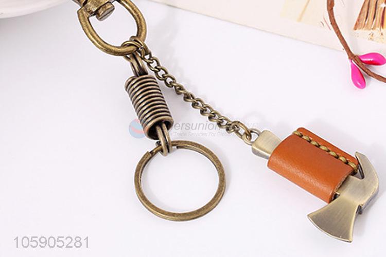 Factory price personalized alloy pendant retro ax leather key chain