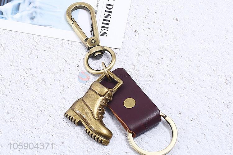 Top quality retro alloy boot pendant leather key chain