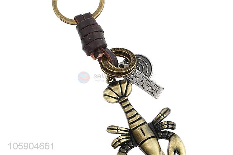 Competitive price weave leather key chain with retro scorpion charms