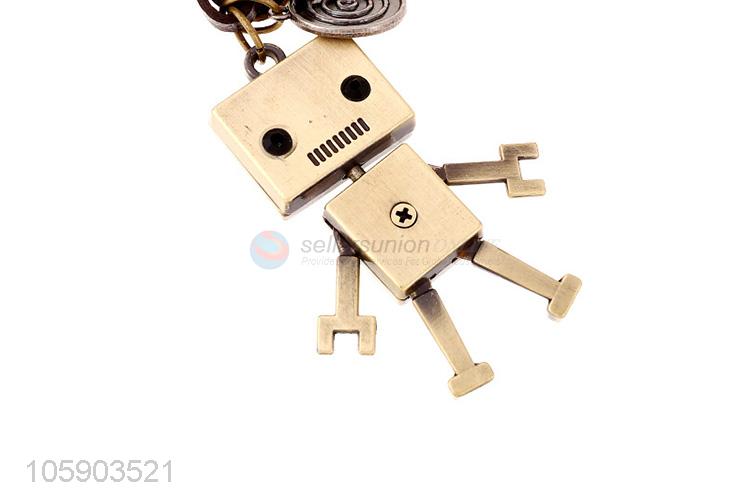 New design personalized alloy pendant retro robot leather key chain