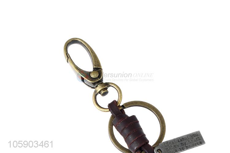 Premium quality weave leather key chain with retro pig charms