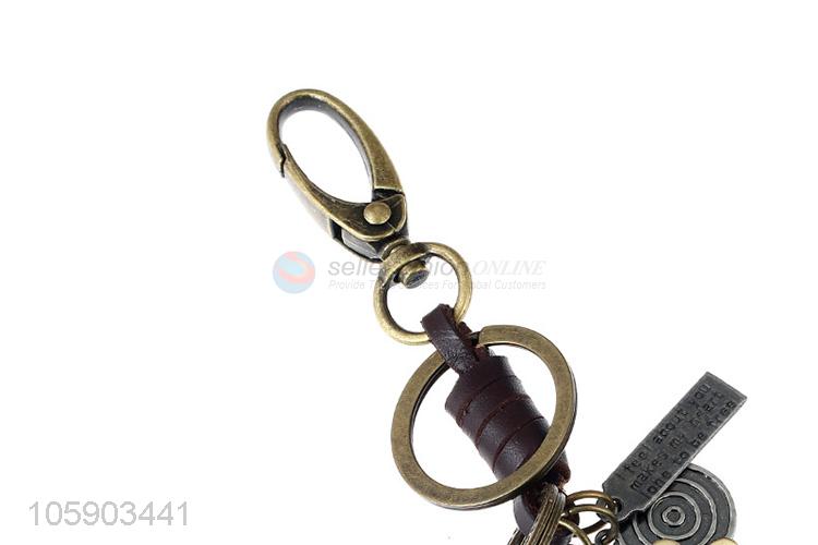 Hot products personalized alloy pendant retro snake leather key chain