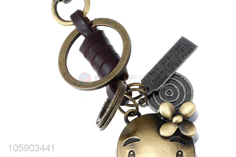 Hot products personalized alloy pendant retro snake leather key chain