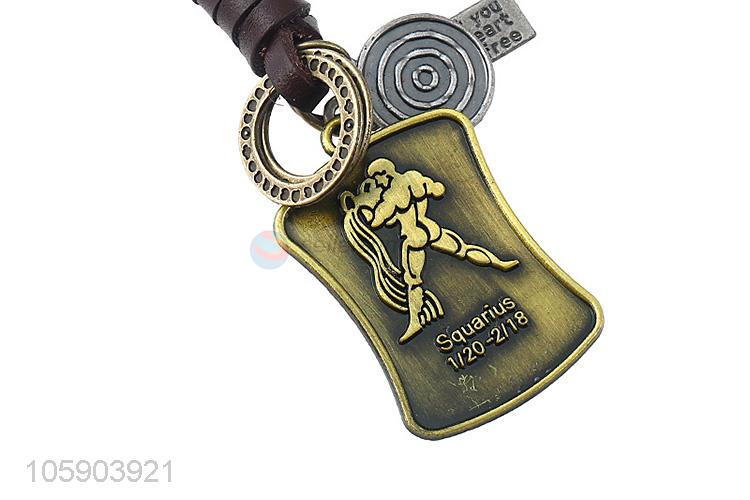 Good sale personalized alloy pendant retro shield leather key chain