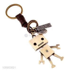 New design personalized alloy pendant retro robot leather key chain