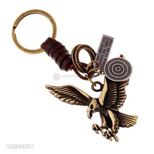 Wholesale cheap personalized alloy pendant retro eagle leather key chain